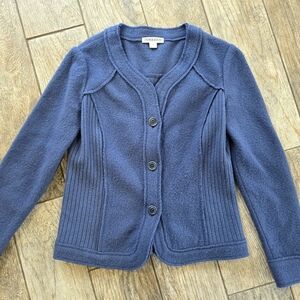 Pendleton Merino Wool Blue Button-Up Cardigan Sweater Ling Sleeve Small 2 4